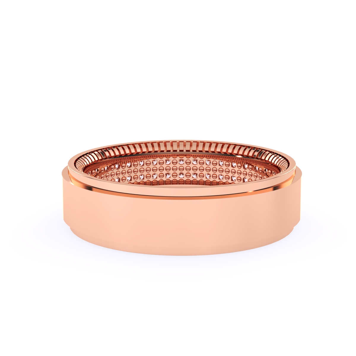 Elegant Two Row Round Diamond Wedding Band
